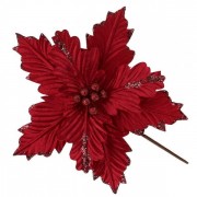 Цветок новогодний Пуансетия марсаловый Flora 12701