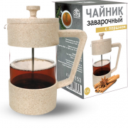 Заварювальний чайник з поршнем SNT 600мл (еко пластик+ боросилікатне, зміцнене скло) 9153