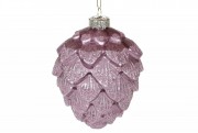 Елочное украшение Bon Шишка с глиттерной присыпкой, цвет - фиолетовый, 10см 118-935
