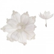 Цветок новогодний Магнолия на прищепке белый Flora 12673