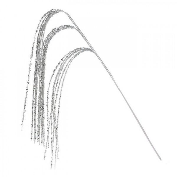 Ветка новогодняя свисающая серебряная Flora 12670