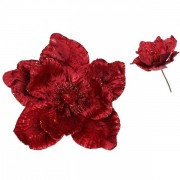 Цветок новогодний Магнолия бордовый Flora 12691