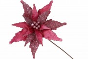Декоративный цветок Пуансеттия 30см, длина ножки 50см, цвет - пурпурный Bon 807-247