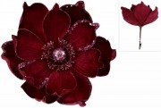Декоративный цветок Магнолия 20см на клипсе, цвет - пурпурный Bon 807-305