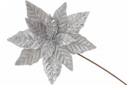 Декоративна квітка Пуансеттія 31см, довжина ніжки 50см, колір - сріблясто-сірий Bon 807-222