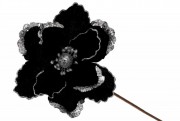 Декоративный цветок Камелия 22см, длина ножки 50см, цвет - чёрный с серебром Bon 807-323
