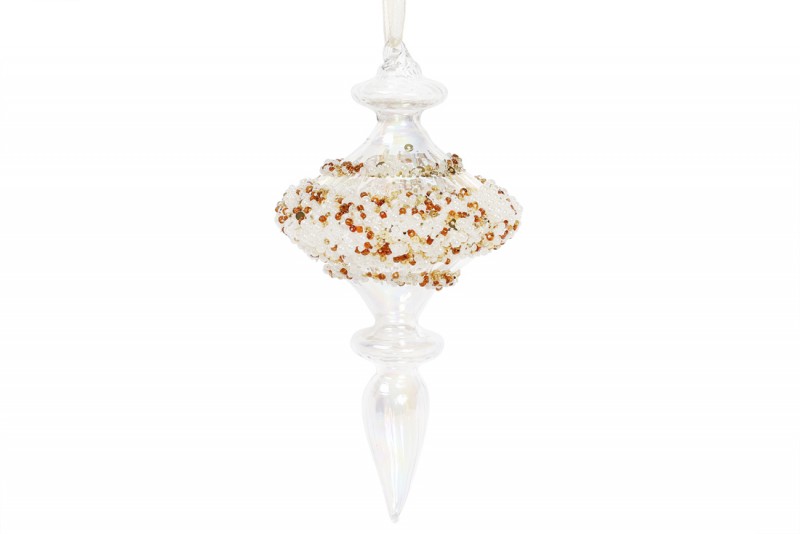 Фигурное елочное украшение Bon с декором в цвете шампань, 16см 874-104