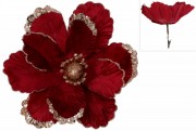 Декоративна квітка Камелія 22см на кліпсі, колір - бордо Bon 807-322