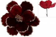 Декоративна квітка Камелія 25см на кліпсі, колір - бордо Bon 807-321