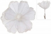 Декоративный цветок Магнолия 17см на клипсе, цвет - белый Bon 807-312