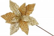 Декоративный цветок Пуансеттия 31см, длина ножки 50см, цвет - золото Bon 807-223