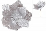 Декоративный цветок Магнолия 24см, цвет - серебристо-серый бархат Bon 839-051