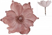 Декоративный цветок Магнолия 20см на клипсе, цвет - розовая пудра Bon 807-304