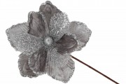 Декоративный цветок Магнолия 19см, длина ножки 35см, цвет - серебристо-серый Bon 807-310