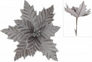 Декоративный цветок Пуансеттия 18см на клипсе, цвет - серебристо-серый Bon 807-315