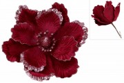 Декоративный цветок Камелия 22см на клипсе, цвет - пурпурный Bon 807-324