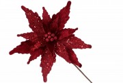 Декоративна квітка Пуансеттія 30см, довжина ніжки 50см, колір - бордо Bon 807-250