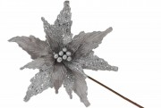 Декоративна квітка Пуансеттія 30см, довжина ніжки 50см, колір - сріблясто-сірий Bon 807-319