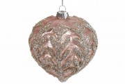 Елочное украшение Bon в форме луковицы с декором, 10см, цвет - пудра 874-137