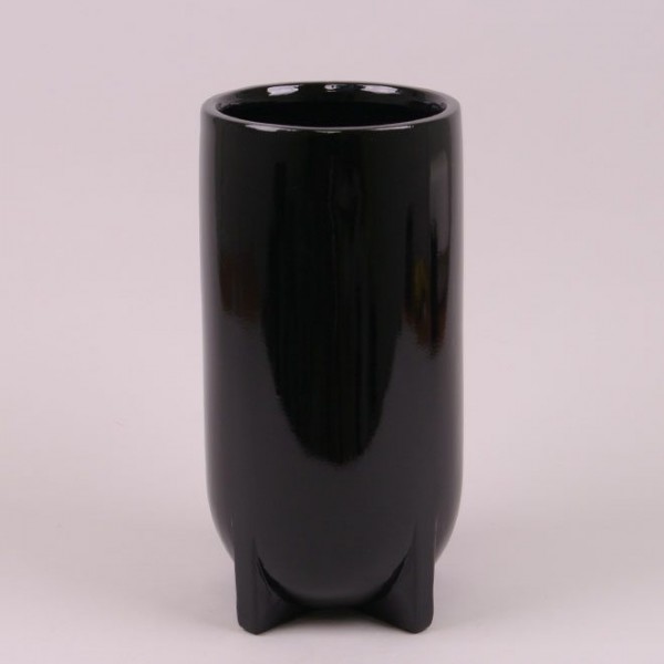 Ваза керамическая черная H-31.5 см. Flora 21202