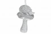 Елочное украшение Bon Ежик с грибом, 7см, цвет - серебро 829-512