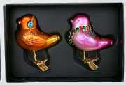 Набор елочных игрушек Bon Птички (2 шт) на прищепке 5см, цвет - оранжевый и розовый 172-975