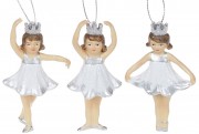 Декоративная подвесная фигурка Балерина-малышка 8,5см белый с серебром 3шт/уп Bon 707-033