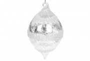 Ялинкова прикраса Bon із прозорого скла з покриттям лід та срібною фольгою, 13см 118-105