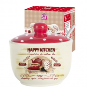 Сахарница с ложкой SNT 450мл 'Happy Kitchen' (d-11см, h-7,5 см) 2242-11