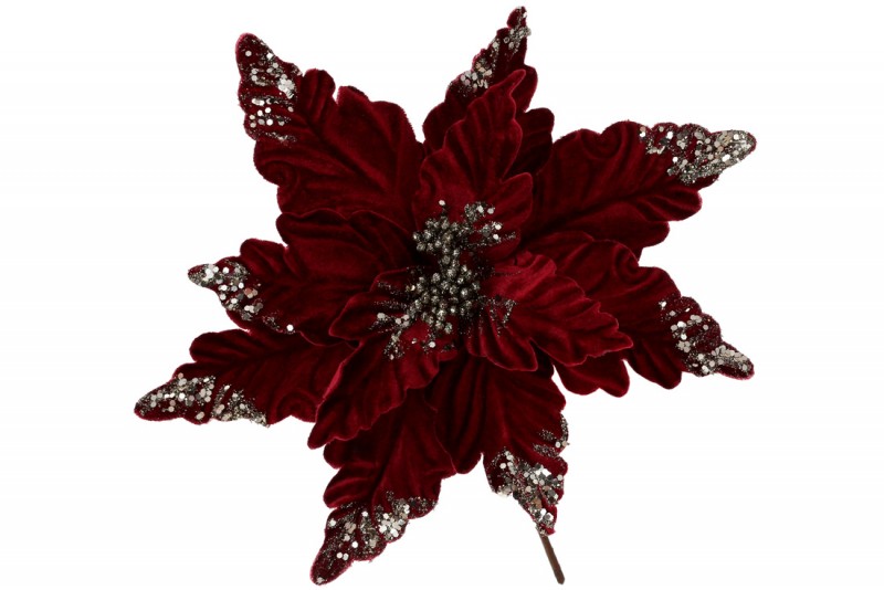 Декоративна квітка Пуансетія 32см, колір насичений бордо Bon 839-431