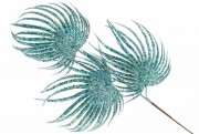 Декоративная пальмовая ветвь, 70см, цвет - бирюзовый глиттер Bon 839-451