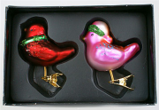 Набір ялинкових іграшок Bon Пташки (2 шт) на прищіпці 5см, колір - червоний та рожевий 172-975