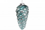 Елочное украшение Bon Шишка, 12,5см, цвет - матовый голубой с серебром NY15-480