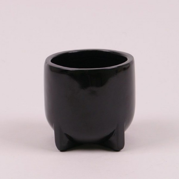 Кашпо керамічне чорне H-10 см. Flora 21214