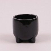 Кашпо керамическое черное H-10 см. Flora 21214