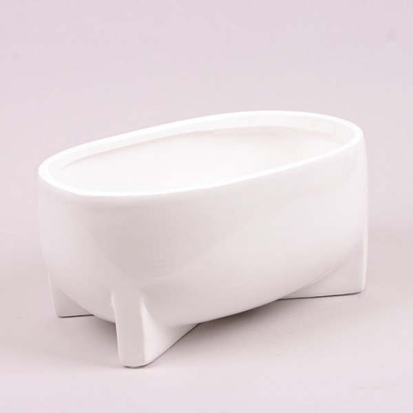 Кашпо керамічне біле H-14.5 см. Flora 21209
