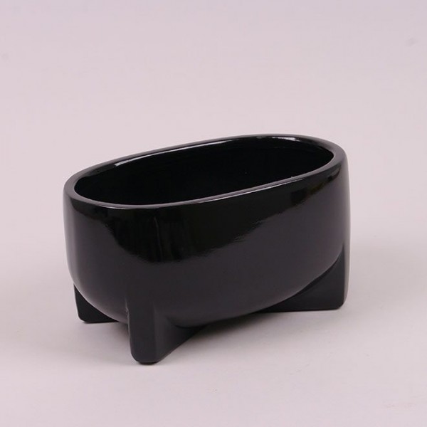 Кашпо керамічне чорне H-13 см. Flora 21212