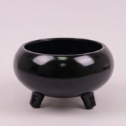 Кашпо керамическое черное H-14.5 см. Flora 21229