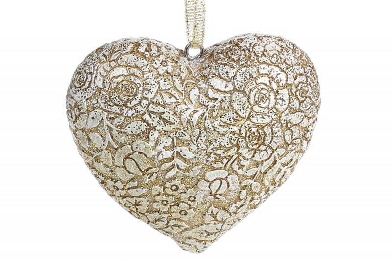 Подвесной декор Bon Кружевное Сердце, 8см, цвет - золото 218-841