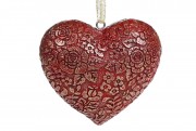 Подвесной декор Bon Кружевное Сердце, 8см, цвет - бордо 218-843