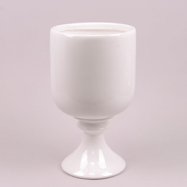 Кашпо керамическое белое H-37.5 см. Flora 21226