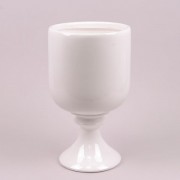 Кашпо керамическое белое H-37.5 см. Flora 21226