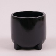Кашпо керамическое черное H-12 см. Flora 21213