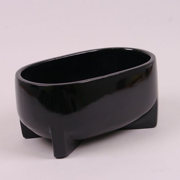 Кашпо керамічне чорне H-14.5 см. Flora 21216