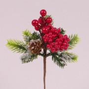 Гілочка новорічна з червоними ягідками 12шт/уп Flora 75857
