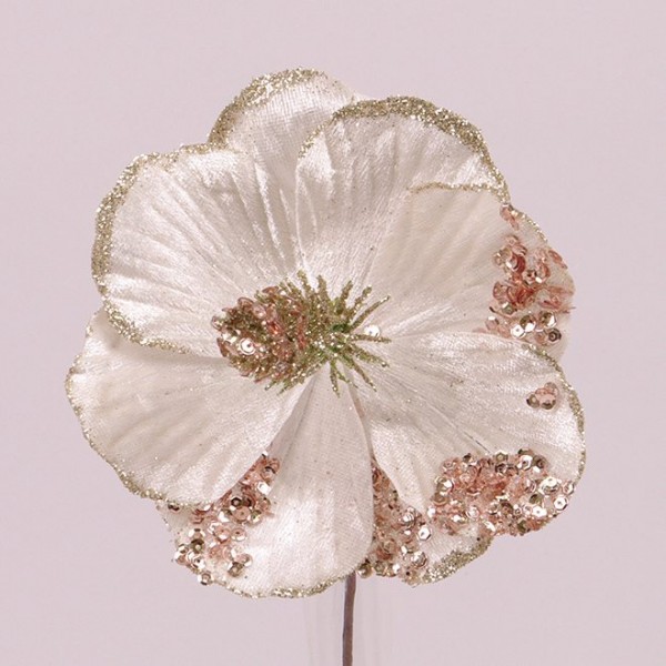Цветок новогодний Магнолия кремовый Flora 75861