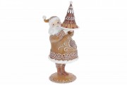Декоративна фігурка пряниковий Санта Клаус з пряниковою ялинкою, 43см, колір коричневий Bon 838-375