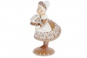 Фігурка пряникова Місіс Клаус з пряниковим будиночком в руці 33см коричневий з білим Bon 838-377