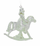 Елочное украшение Bon Девочка на лошадке, цвет - мятный 773-524