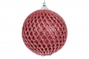 Елочный шар Bon 8см с кристаллом, цвет - темно-розовый 182-119